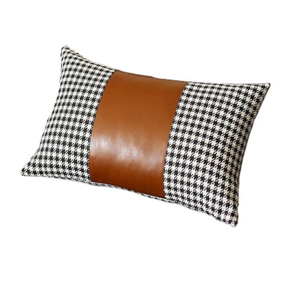 Set Of Two 20" X 12" Black And Brown Polyester Houndstooth Zippered Pillow