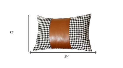 Set Of Two 20" X 12" Black And Brown Polyester Houndstooth Zippered Pillow