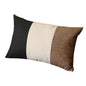 Set of Two 12" X 20" Black Ivory and Brown Color Block Fabric Lumbar Throw Pillows