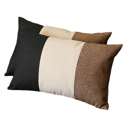 Set Of Two 20" X 12" Black Grey And Brown Polyester Geometric Zippered Pillow