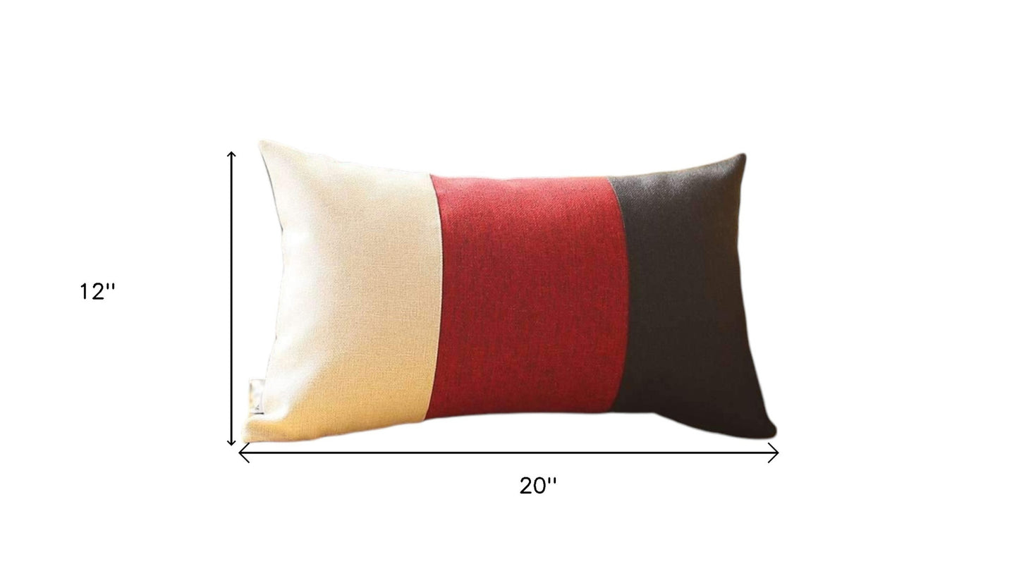 Set Of Two 20" X 12" Black Red And Grey Polyester Geometric Zippered Pillow