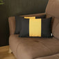 Set Of Two 20" X 12" Black And Yellow Geometric Zippered Handmade Polyester Lumbar Pillow