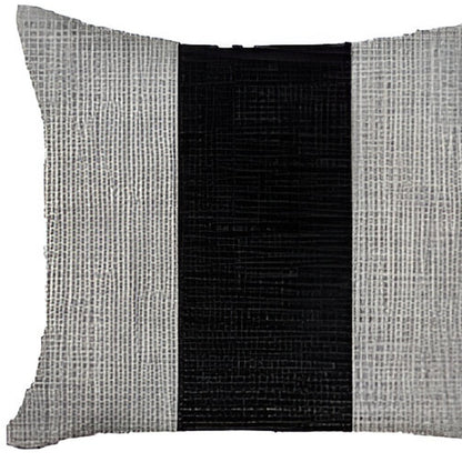 Set Of Two 18" X 18" Grey And Black Geometric Zippered Handmade Polyester Throw Pillow