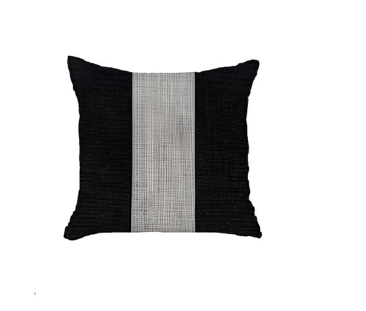 Set Of Two 18" X 18" Grey And Black Geometric Zippered Handmade Polyester Throw Pillow