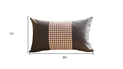 Set Of Two 20" X 12" Black And Red Polyester Houndstooth Zippered Pillow