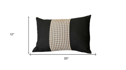 Set Of Two 20" X 12" Black And Brown Polyester Houndstooth Zippered Pillow