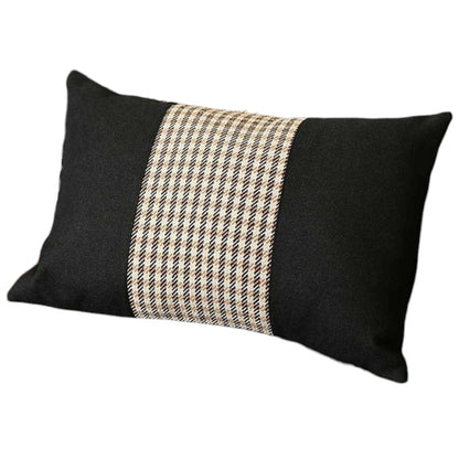 Set Of Two 20" X 12" Black And Brown Polyester Houndstooth Zippered Pillow