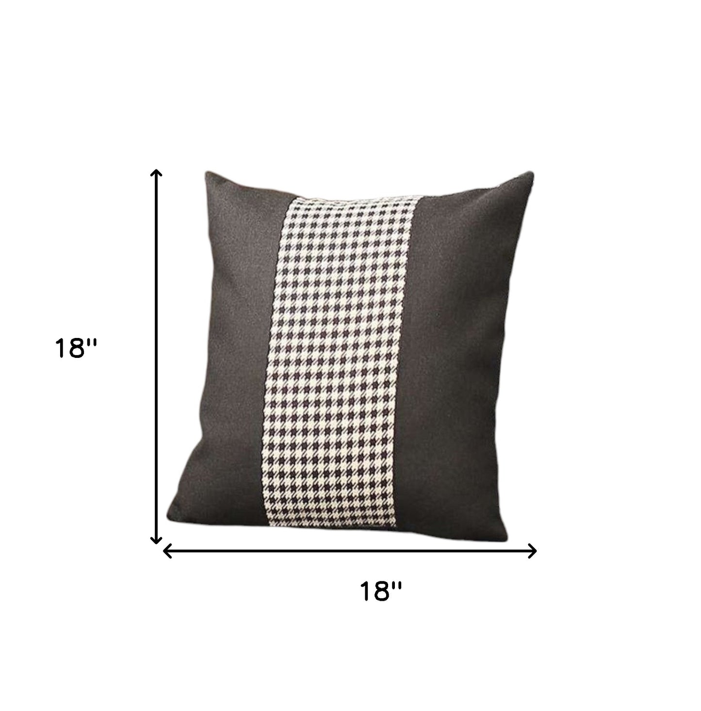 Set Of Two 18" X 18" Black And White Polyester Houndstooth Zippered Pillow