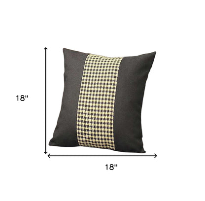 Set Of Two 18" X 18" Black And Yellow Polyester Houndstooth Zippered Pillow