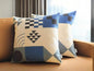 Set Of Two 18" X 18" Blue and Black Polyester Abstract Zippered Pillow