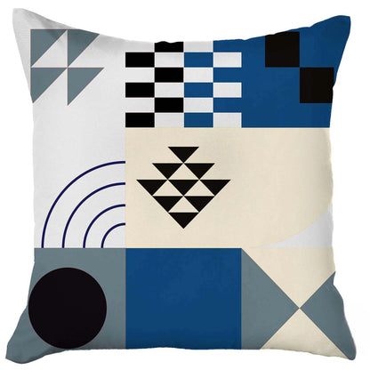 Set Of Two 18" X 18" Blue and Black Polyester Abstract Zippered Pillow