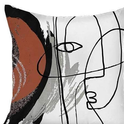 Set of Two 18" X 18" Gray and Black Abstract Polyester Zippered Pillow