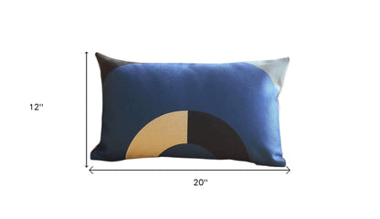 Set Of Two 20" X 12" Blue Gray White And Black Polyester Abstract Zippered Pillow