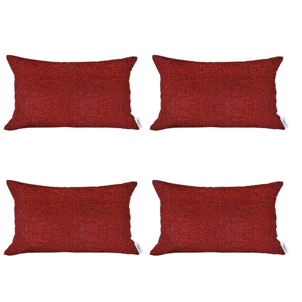 Set of Four 12" X 20" Red Throw Pillow