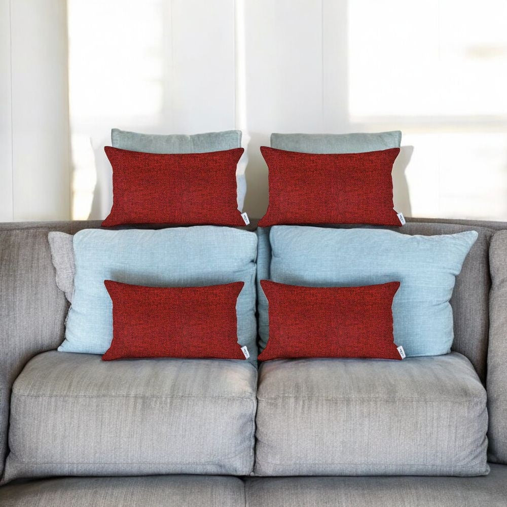 Set of Four 12" X 20" Red Throw Pillow