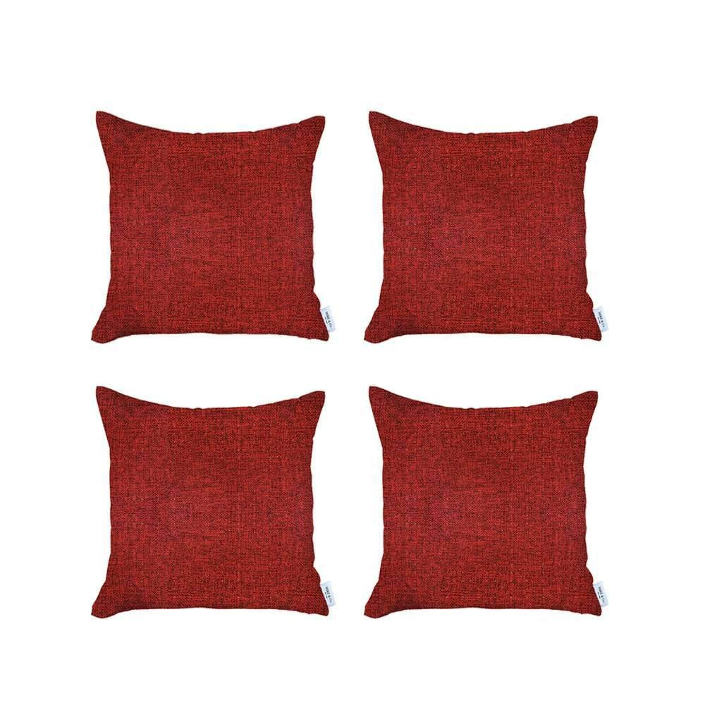 Set of Four Red Throw Pillow