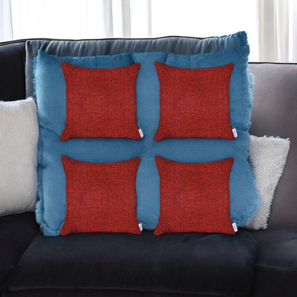 Set of Four Red Throw Pillow