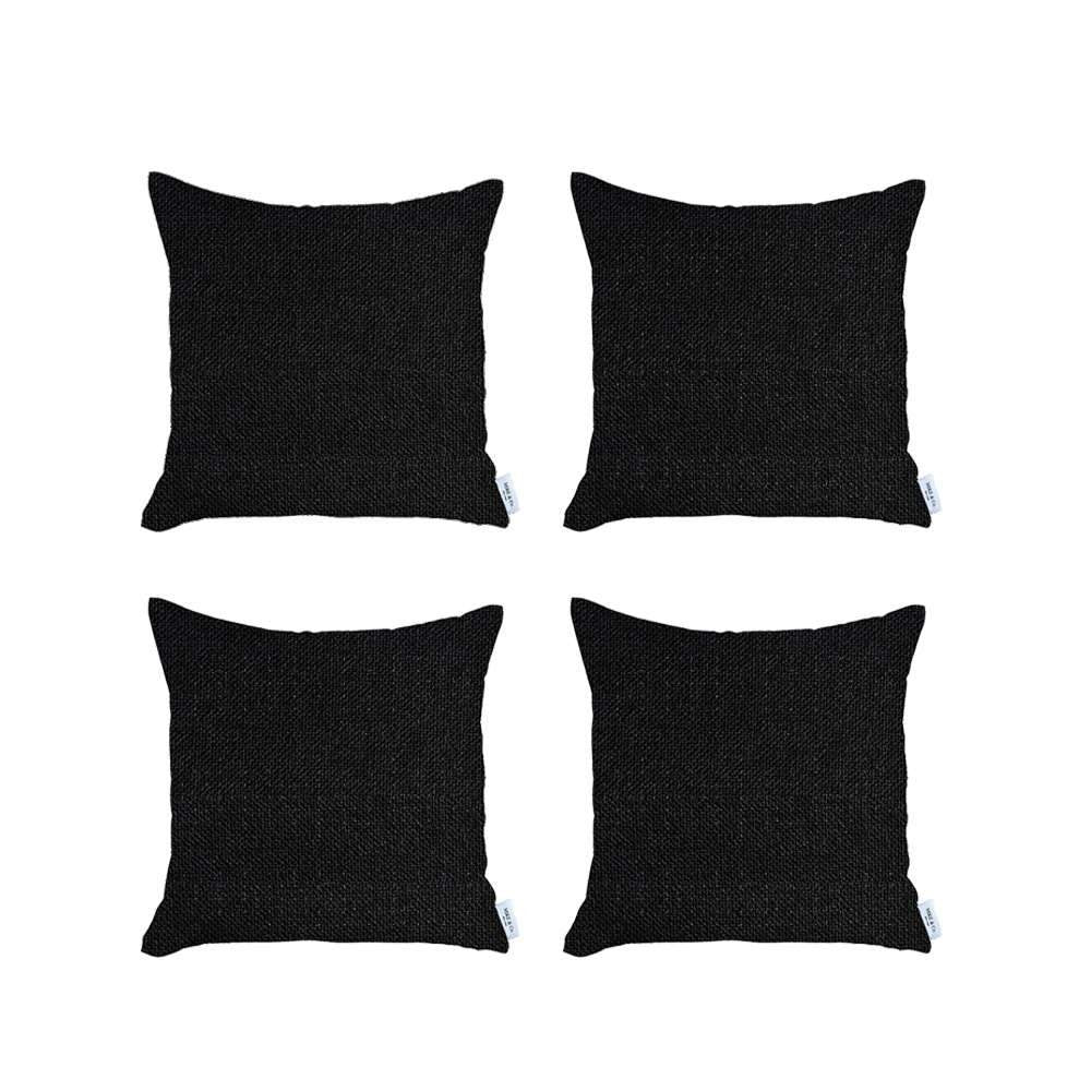 Set of Four Black Throw Pillow