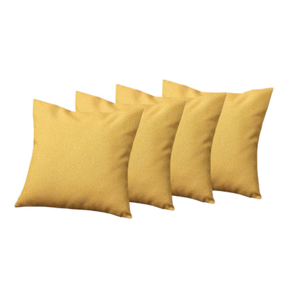 Set Of Four 18" X 18" Yellow Polyester Zippered Pillow