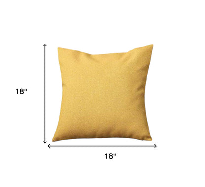 Set Of Four 18" X 18" Yellow Polyester Zippered Pillow