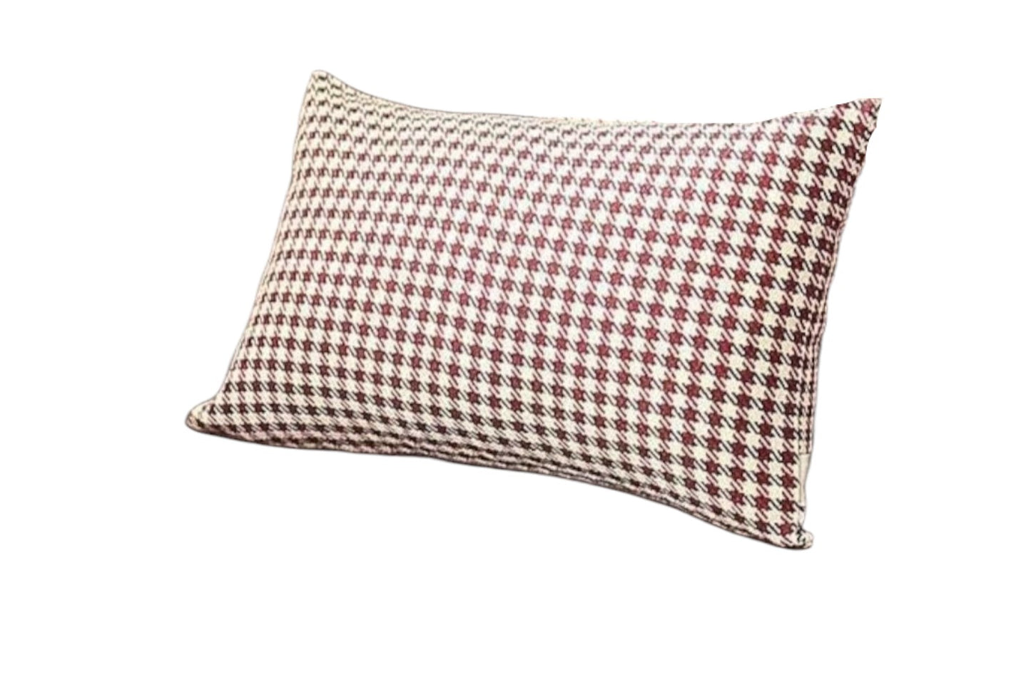 Set Of Four 20" X 12" Red Polyester Houndstooth Zippered Pillow