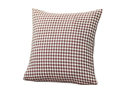 Set Of Four 18" X 18" Red Polyester Houndstooth Zippered Pillow