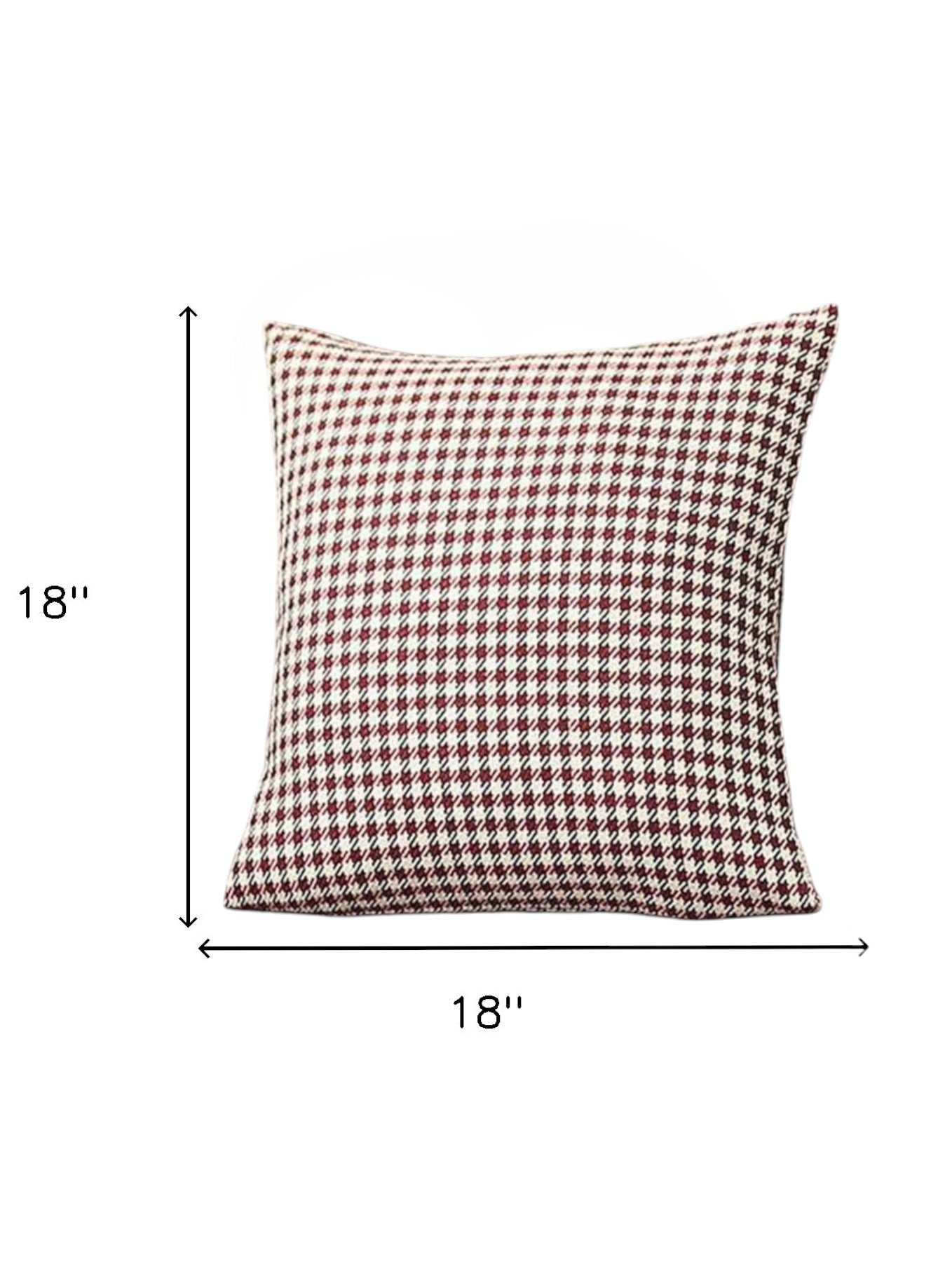 Set Of Four 18" X 18" Red Polyester Houndstooth Zippered Pillow