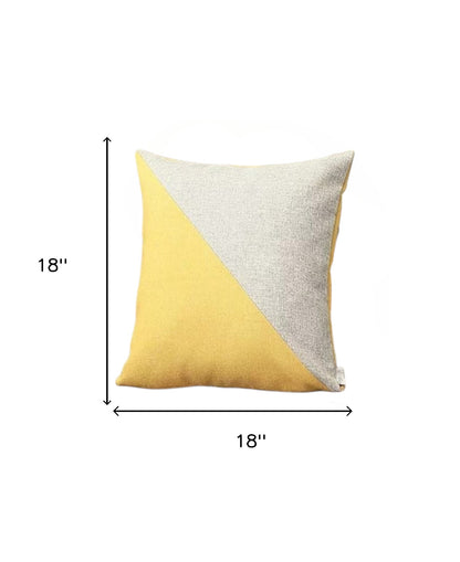 Set Of Four 18" X 18" Grey And Yellow Polyester Geometric Zippered Pillow