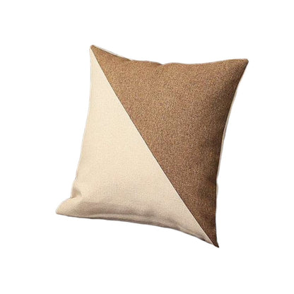 Set Of Four 18" X 18" Brown And Grey Polyester Geometric Zippered Pillow