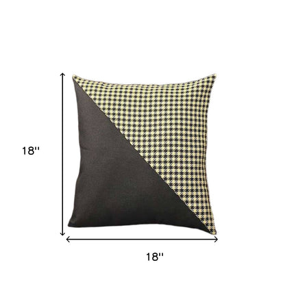 Set Of Four 18" X 18" Black And Yellow Polyester Houndstooth Zippered Pillow