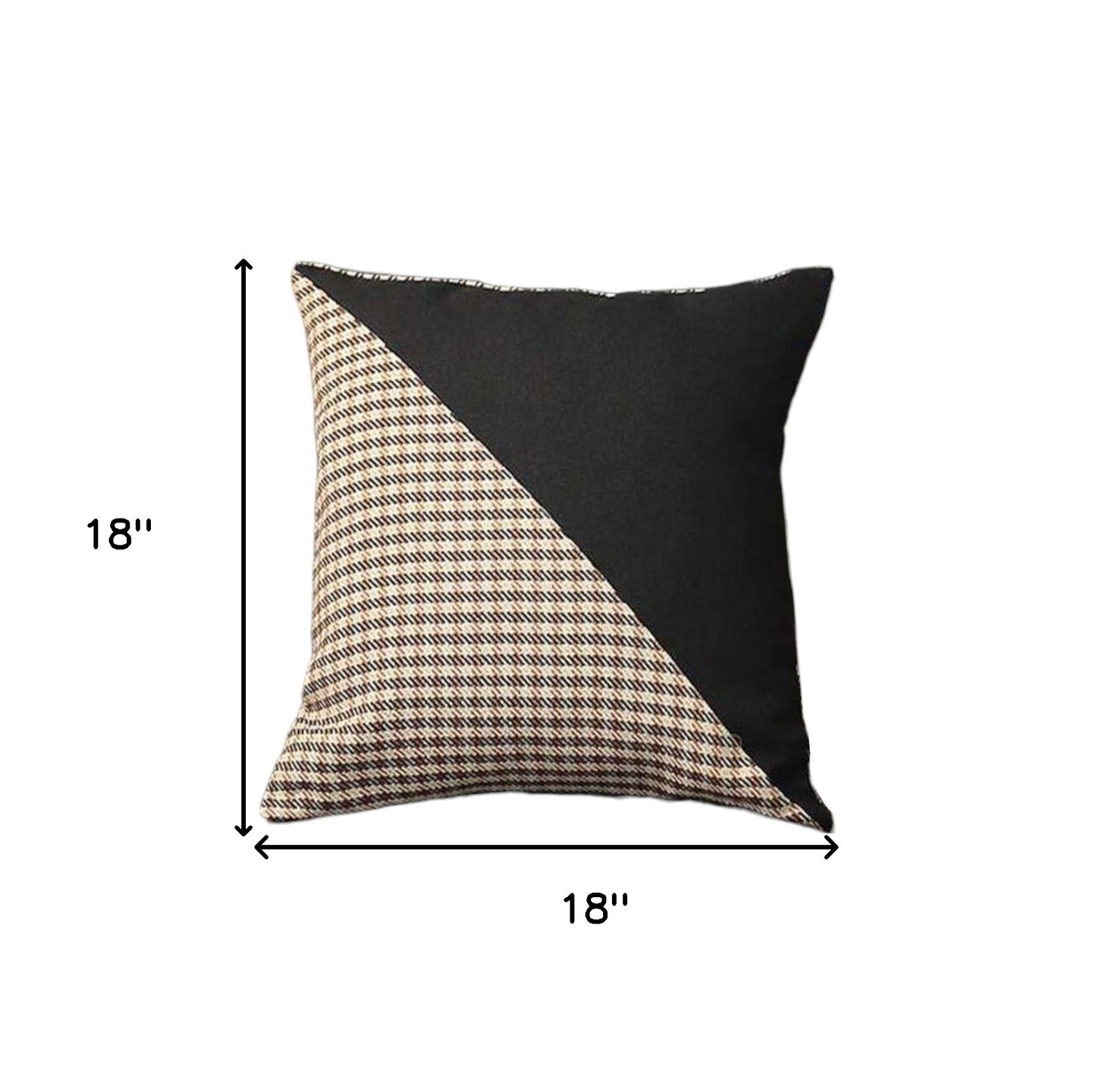 Set Of Four 18" X 18" Black And Brown Polyester Houndstooth Zippered Pillow