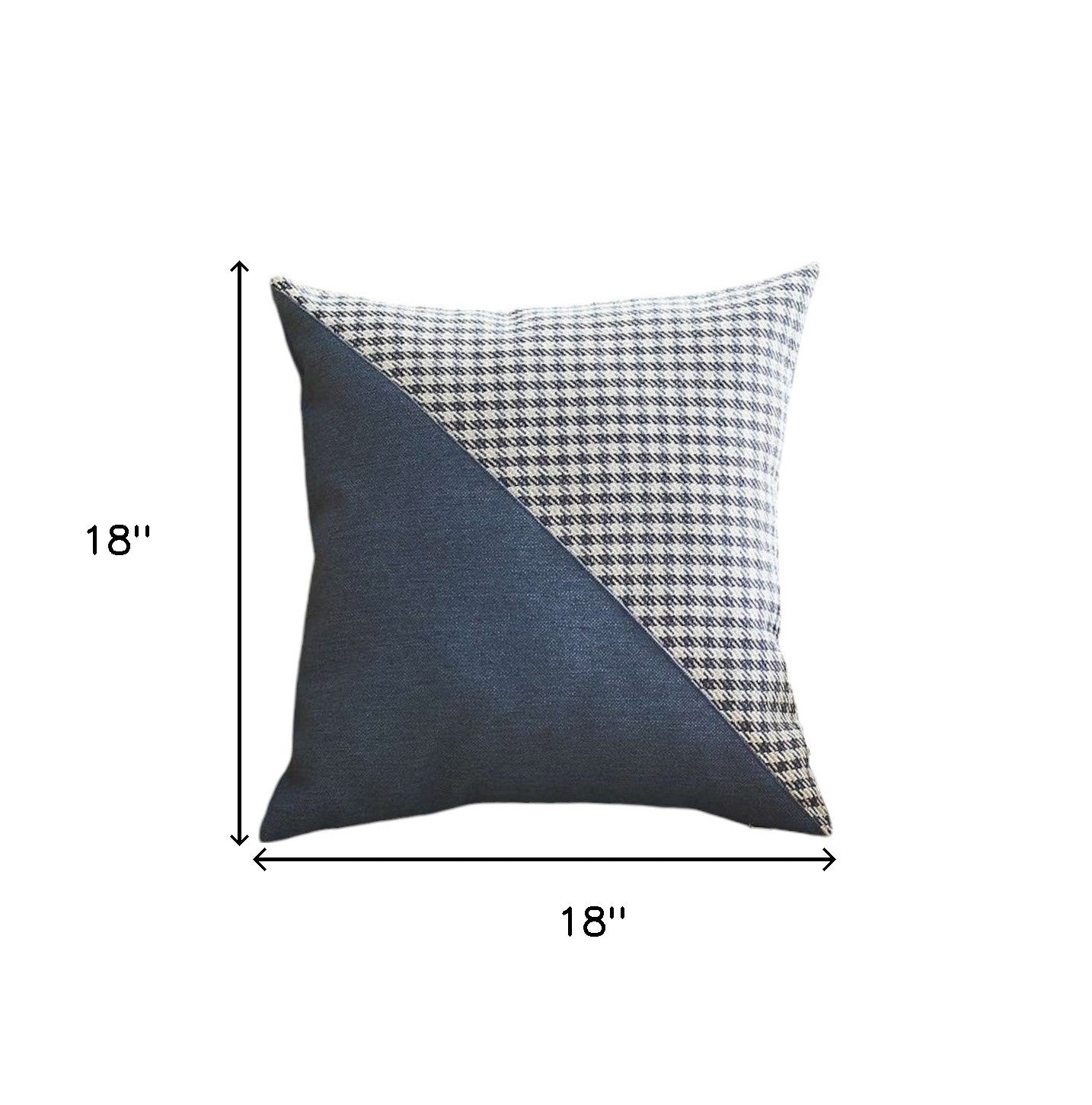 Set Of Four 18" X 18" Black And Blue Polyester Houndstooth Zippered Pillow