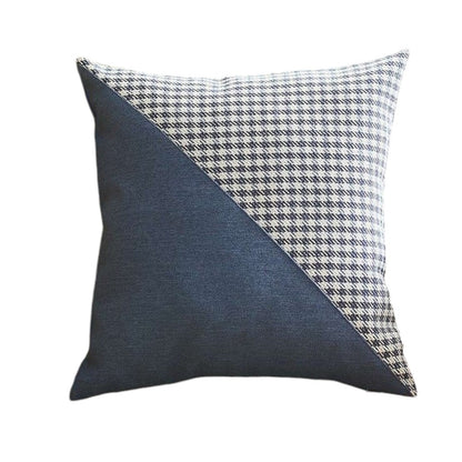 Set Of Four 18" X 18" Black And Blue Polyester Houndstooth Zippered Pillow