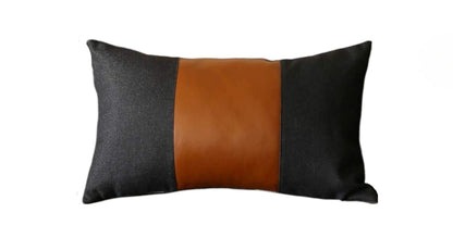 Set Of Four 20" X 12" Black And Brown Polyester Geometric Zippered Pillow