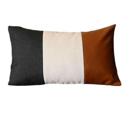 Set Of Four 20" X 12" Black Grey And Brown Polyester Geometric Zippered Pillow