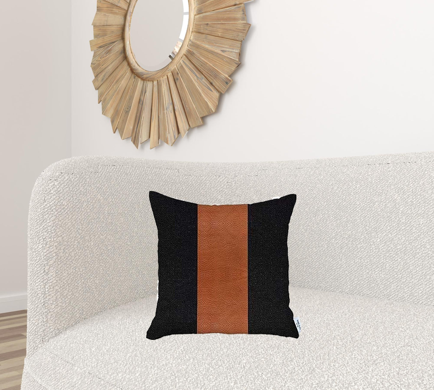 Set Of Four 18" X 18" Black And Brown Geometric Zippered Handmade Polyester Throw Pillow