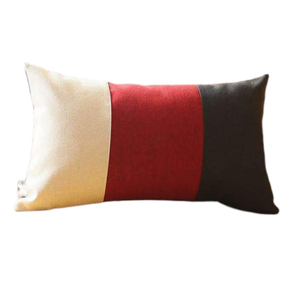 Set Of Four 20" X 12" Black Red And Grey Polyester Geometric Zippered Pillow