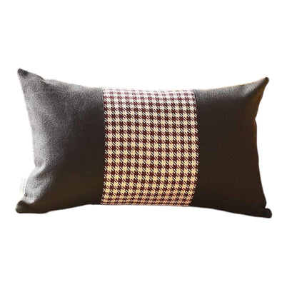 Set Of Four 20" X 12" Black And Red Polyester Houndstooth Zippered Pillow