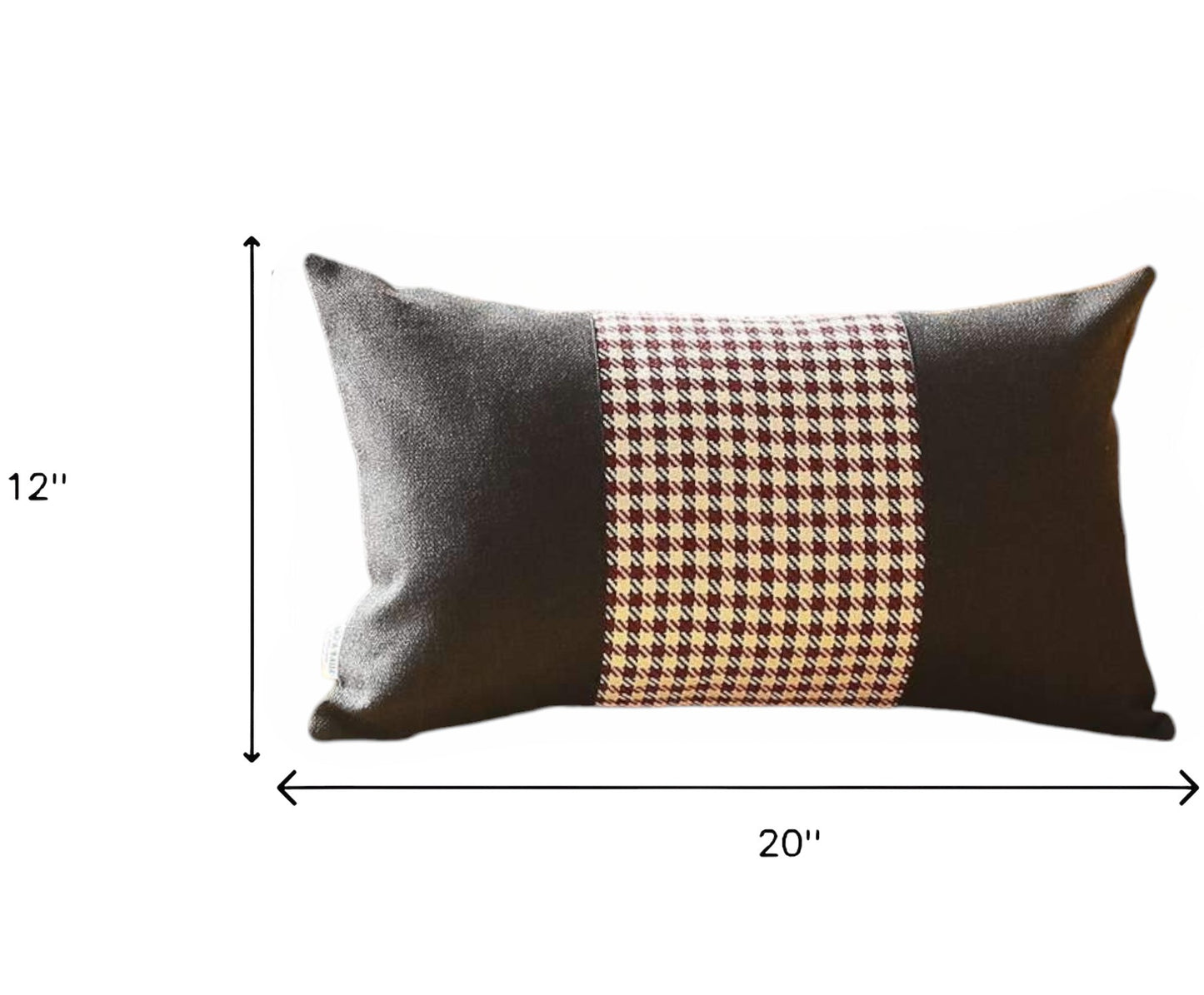 Set Of Four 20" X 12" Black And Red Polyester Houndstooth Zippered Pillow