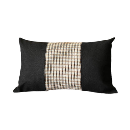 Set Of Four 20" X 12" Black And Brown Polyester Houndstooth Zippered Pillow