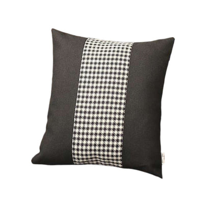 Set Of Four 18" X 18" Black And White Polyester Houndstooth Zippered Pillow