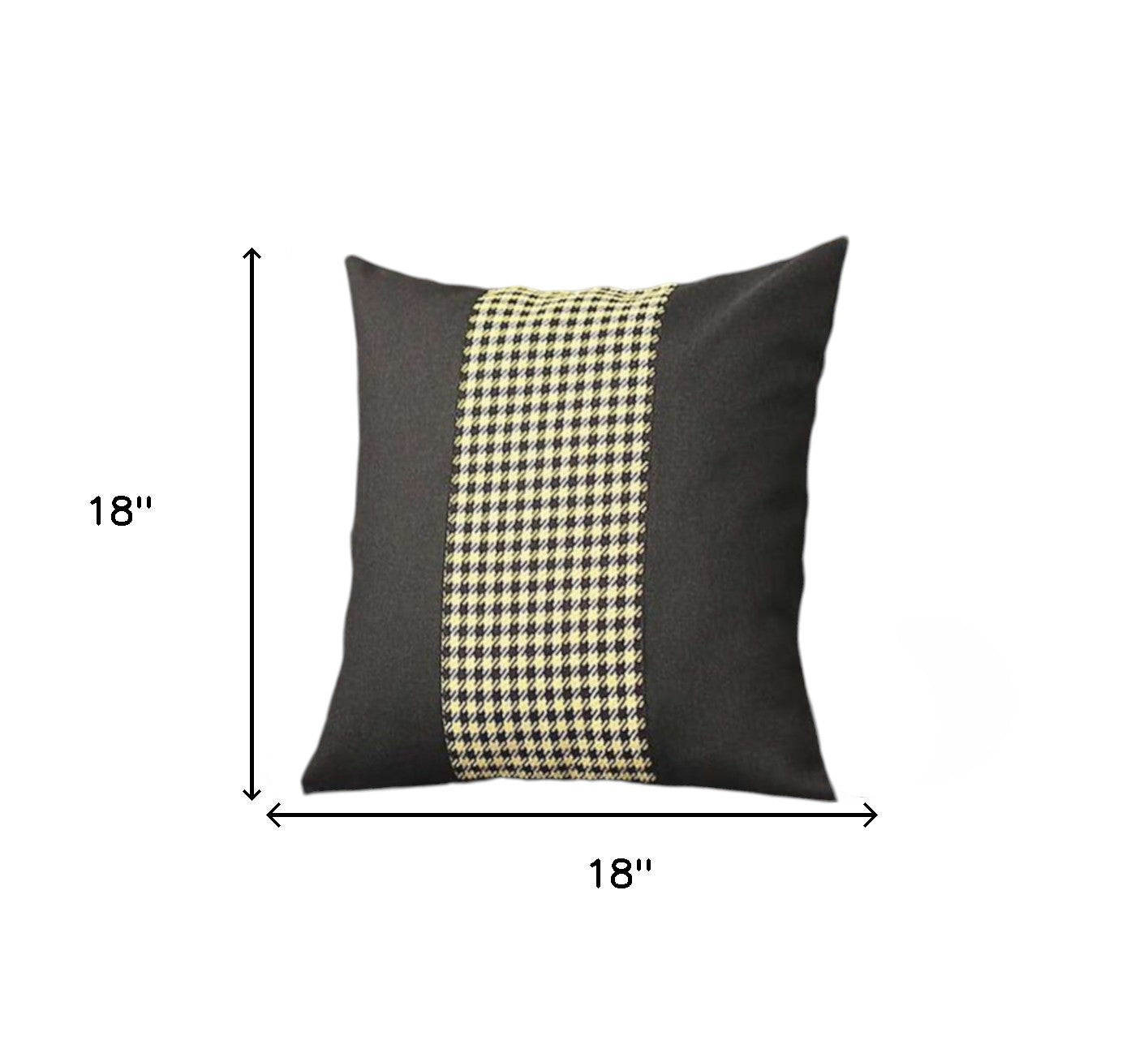 Set Of Four 18" X 18" Black And Yellow Polyester Houndstooth Zippered Pillow