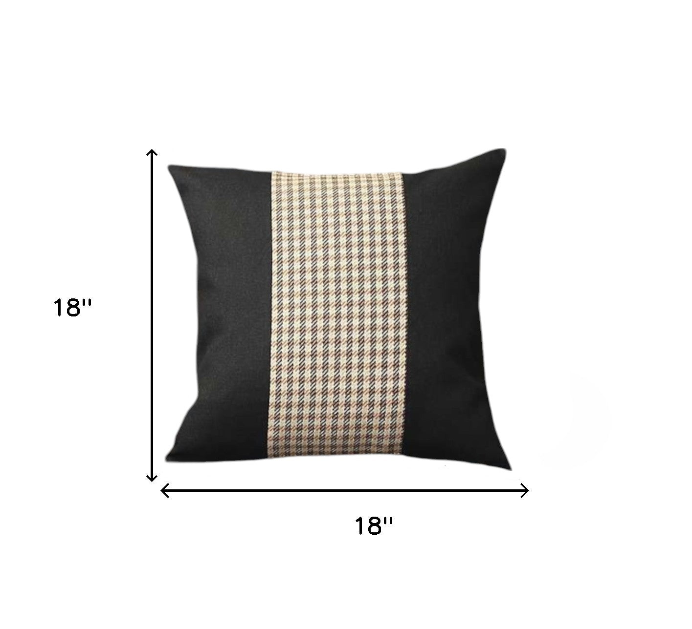 Set of Four 18" Black Brown and White Houndstooth Fabric Throw Pillows