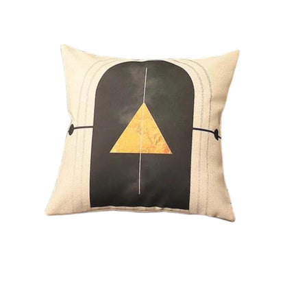 Set Of Four 18" X 18" White Black Gray And Gold Polyester Abstract Zippered Pillow