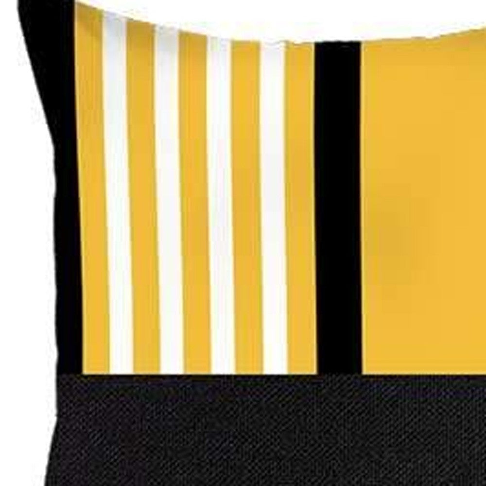 Set of Four 18" Yellow and Black Color Block Throw Pillow