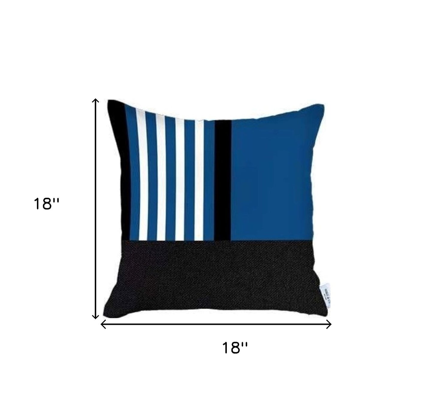 Set of Four 18" Blue and Black Throw Pillow