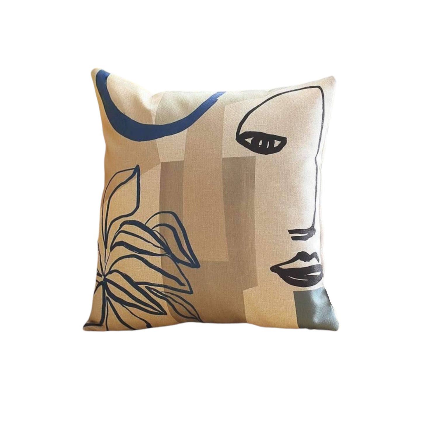 Set Of Four 18" X 18" Blue White Black And Gray Polyester Abstract Zippered Pillow