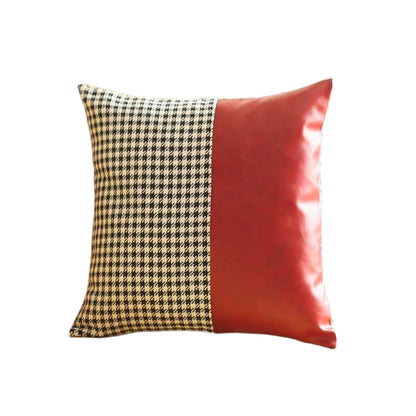 Set Of Four 18" X 18" Red Polyester Houndstooth Zippered Pillow