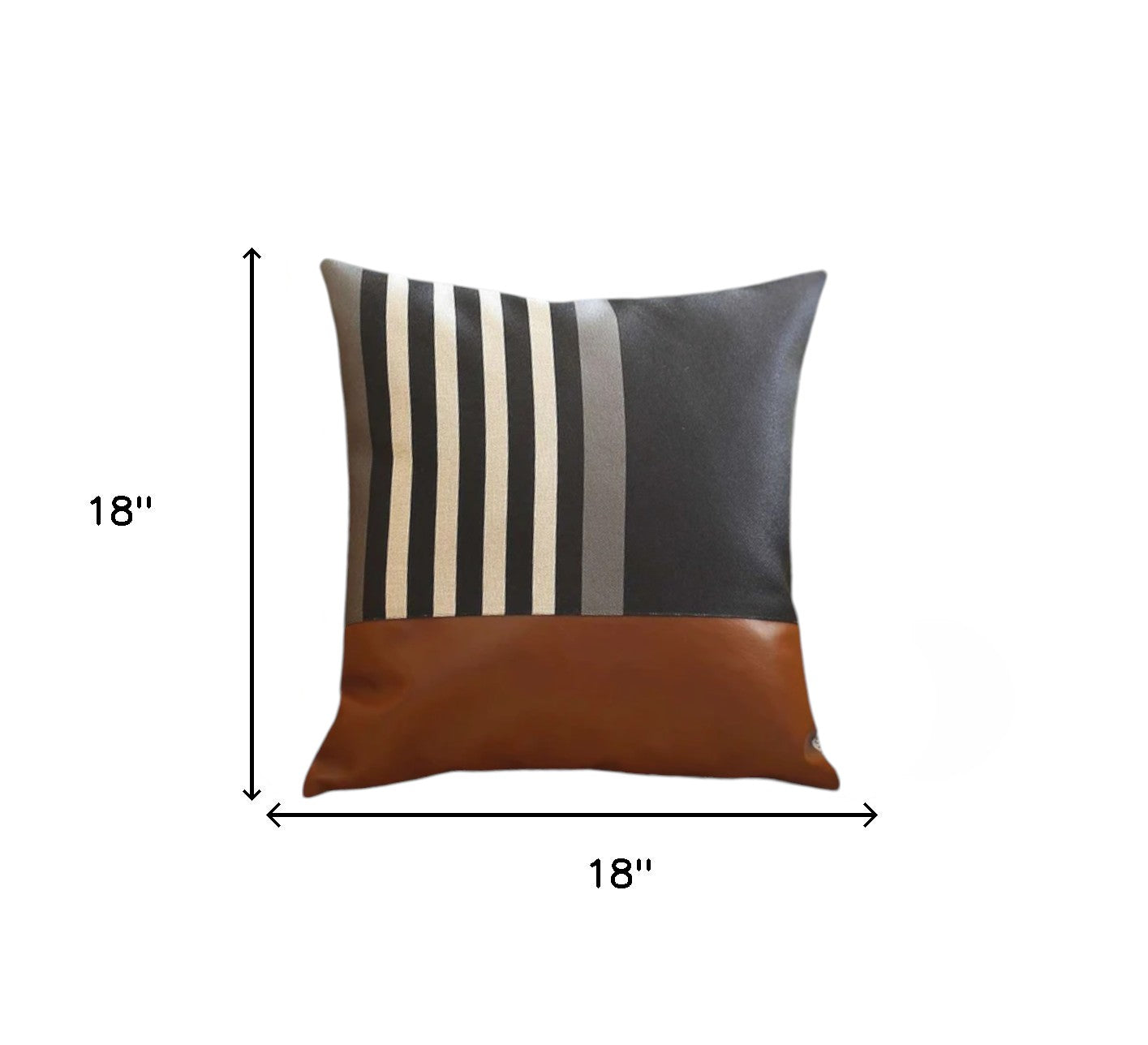 Set Of Four 18" X 18" Brown And Black Polyester Striped Zippered Pillow