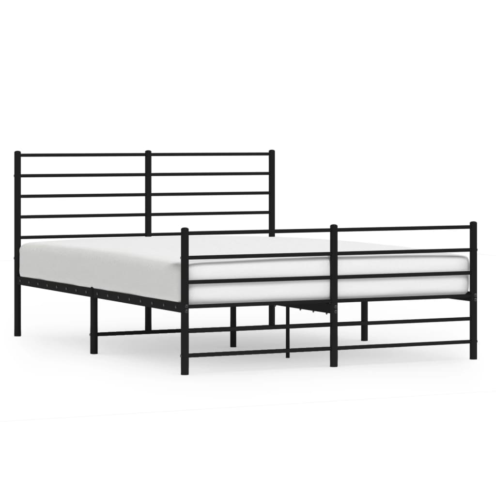 Metal Bed Frame without Mattress with Footboard Black 53.1"x74.8"